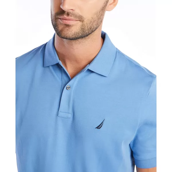 Nautica Mens Classic Fit Short Sleeve Solid Soft Cotton Polo ShirtRivieria Blue Solid