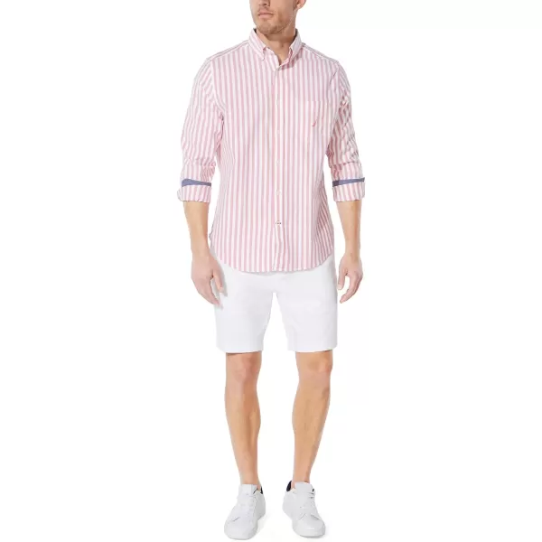 Nautica Mens Classic Fit Stretch Solid Long Sleeve Button Down ShirtBright Coral