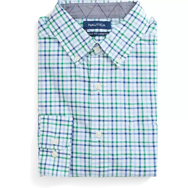Nautica Mens Classic Fit Stretch Solid Long Sleeve Button Down ShirtCosmic Fern