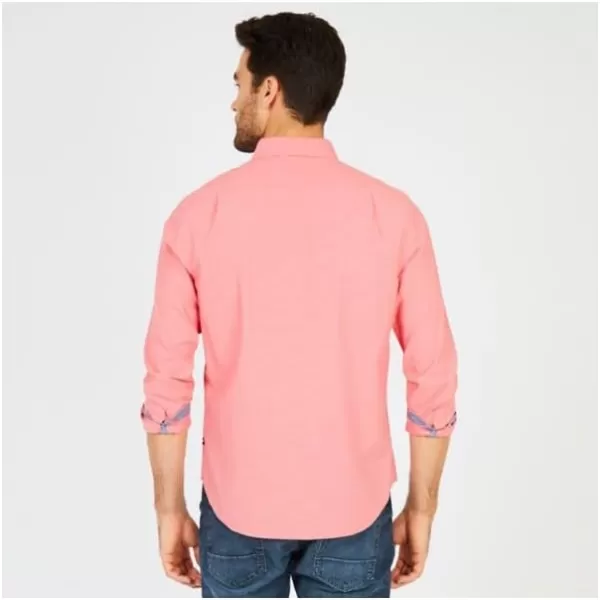 Nautica Mens Classic Fit Stretch Solid Long Sleeve Button Down ShirtDreamy Coral