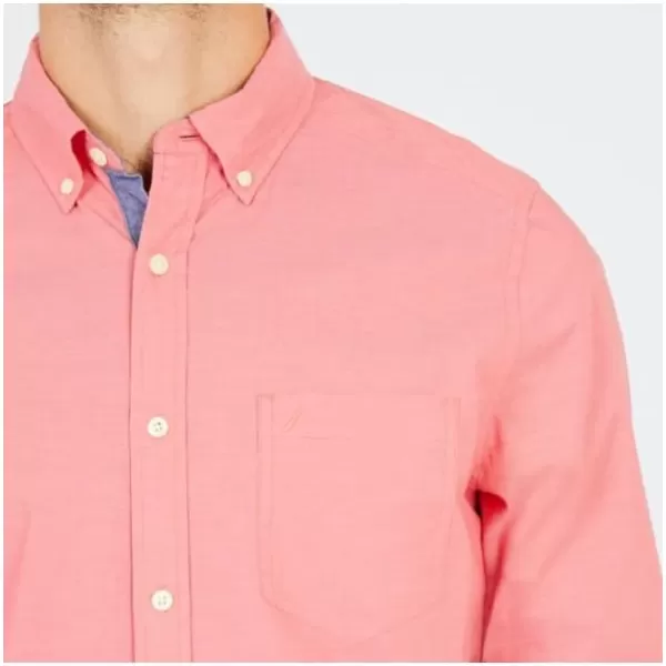 Nautica Mens Classic Fit Stretch Solid Long Sleeve Button Down ShirtDreamy Coral