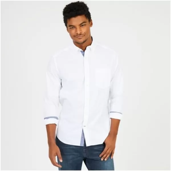 Nautica Mens Classic Fit Stretch Solid Long Sleeve Button Down ShirtMarshmallow