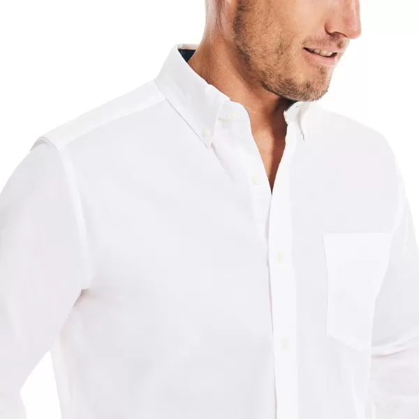 Nautica Mens Classic Fit Stretch Solid Long Sleeve Button Down ShirtPure White