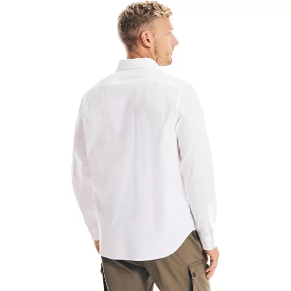 Nautica Mens Classic Fit Stretch Solid Long Sleeve Button Down ShirtPure White