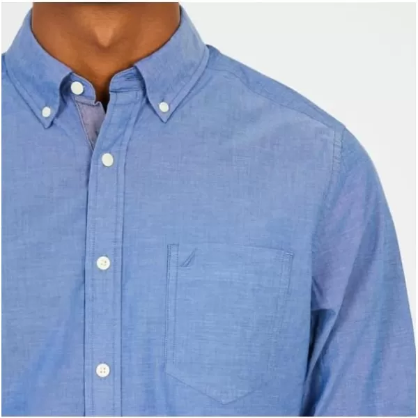 Nautica Mens Classic Fit Stretch Solid Long Sleeve Button Down ShirtRivieria Blue