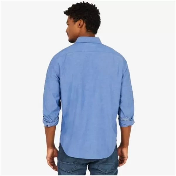 Nautica Mens Classic Fit Stretch Solid Long Sleeve Button Down ShirtRivieria Blue