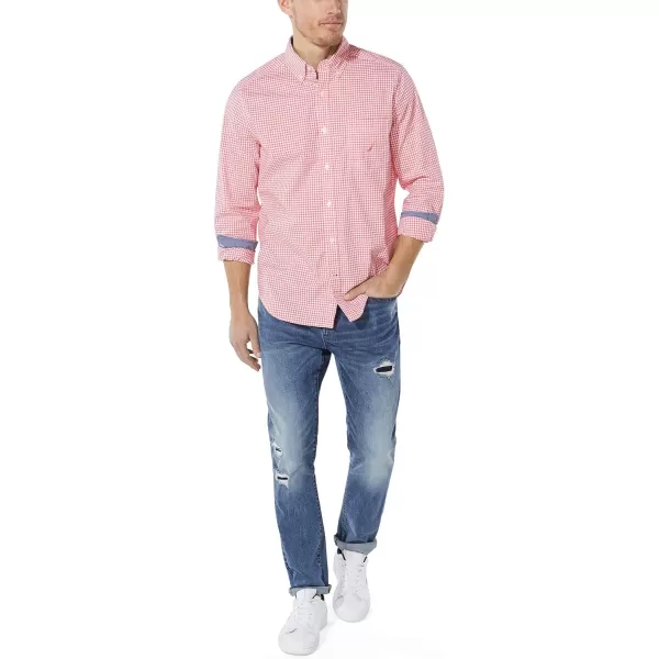 Nautica Mens Classic Fit Stretch Solid Long Sleeve Button Down ShirtSpiced Coral