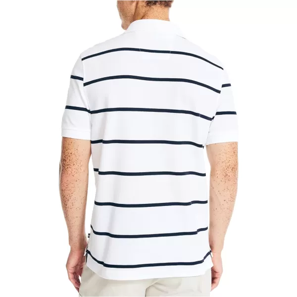 Nautica Mens Classic Fit Striped Performance Deck PoloBright White