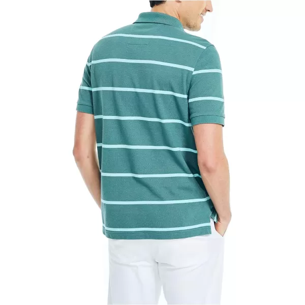 Nautica Mens Classic Fit Striped Performance Deck PoloSilver Pine