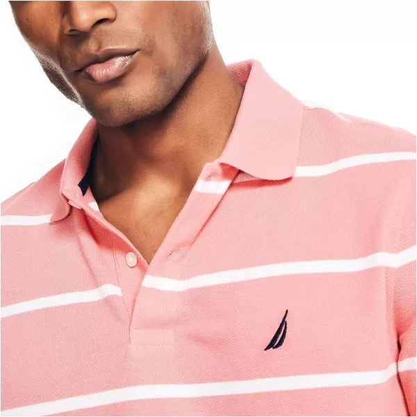 Nautica Mens Classic Fit Striped Performance Deck PoloTeaberry