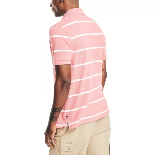 Nautica Mens Classic Fit Striped Performance Deck PoloTeaberry