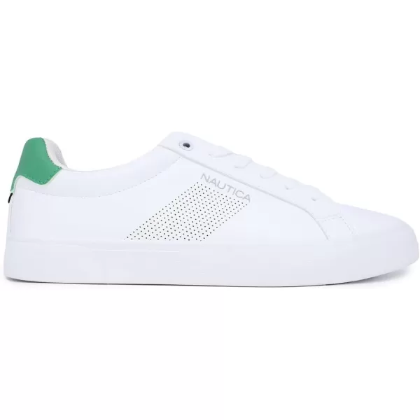 Nautica Mens Classic LaceUp Low Top Fashion Sneaker Loafer  Stylish and Comfortable Casual ShoeWhite Greencolpa X