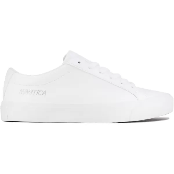 Nautica Mens Classic LaceUp Low Top Fashion Sneaker Loafer  Stylish and Comfortable Casual ShoeWhite Houghton X