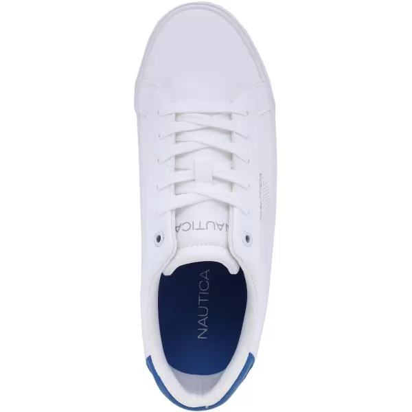 Nautica Mens Classic LaceUp Low Top Fashion Sneaker Loafer  Stylish and Comfortable Casual ShoeWhite Royalcolpa X