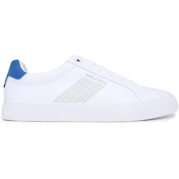 Nautica Mens Classic LaceUp Low Top Fashion Sneaker Loafer  Stylish and Comfortable Casual ShoeWhite Royalcolpa X