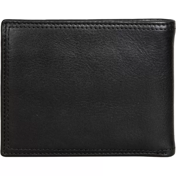 Nautica Mens Classic Leather Bifold RFID Wallet Available in Smooth or Pebble GrainEnameled Logo  Black