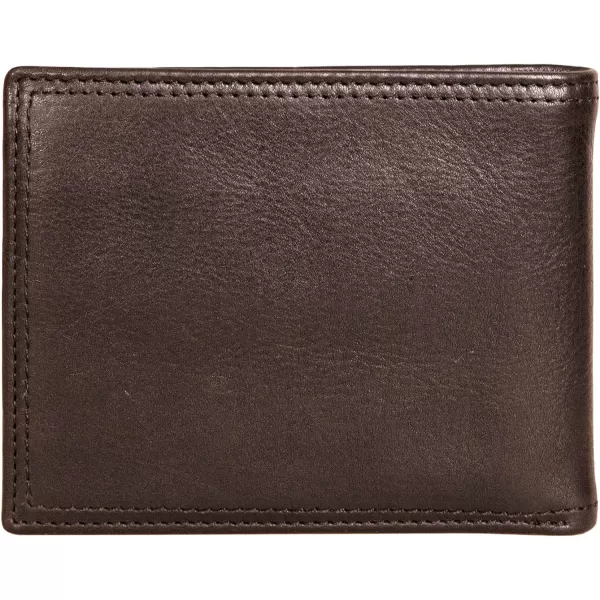 Nautica Mens Classic Leather Bifold RFID Wallet Available in Smooth or Pebble GrainEnameled Logo  Brown