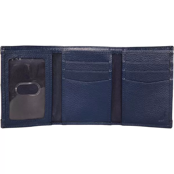 Nautica Mens Classic Leather Trifold RFID Wallet Available in Smooth or Pebble GrainRubberLeather  Navy