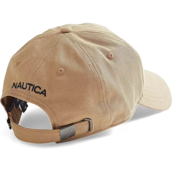 Nautica Mens Classic Logo Adjustable BaseballCap HatKhaki Beige