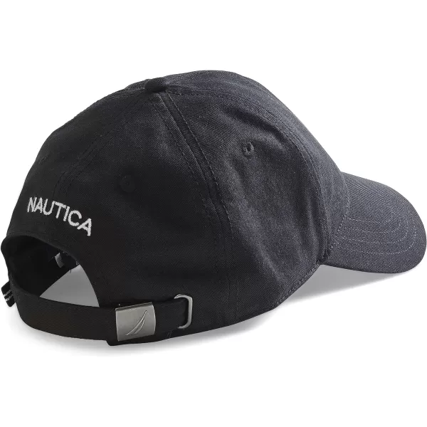 Nautica Mens Classic Logo Adjustable BaseballCap HatTrue Black