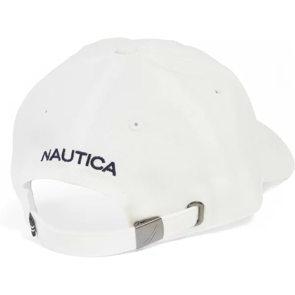 Nautica Mens Classic Logo Adjustable BaseballCap HatWhiteWhite