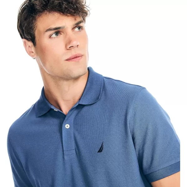 Nautica Mens Classic Short Sleeve Solid Performance Deck Polo ShirtAlaskan Blue Basic Polo