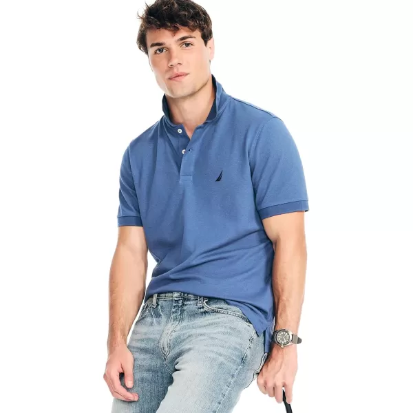 Nautica Mens Classic Short Sleeve Solid Performance Deck Polo ShirtAlaskan Blue Basic Polo