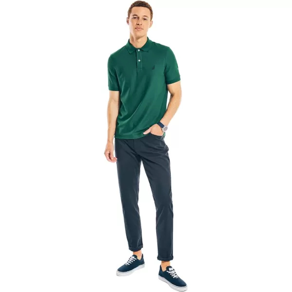 Nautica Mens Classic Short Sleeve Solid Performance Deck Polo ShirtBay Pine Basic Polo