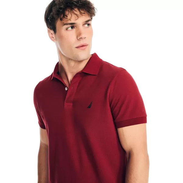 Nautica Mens Classic Short Sleeve Solid Performance Deck Polo ShirtBiking Red Basic Polo