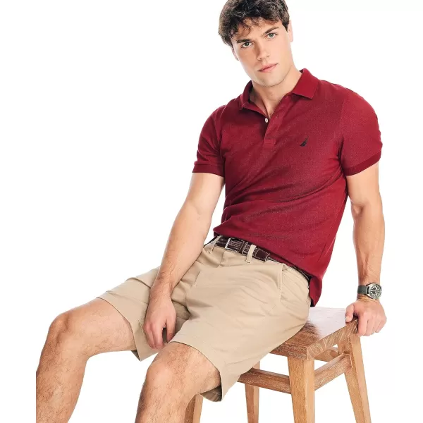 Nautica Mens Classic Short Sleeve Solid Performance Deck Polo ShirtBiking Red Basic Polo