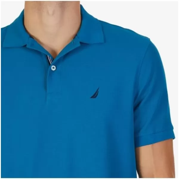 Nautica Mens Classic Short Sleeve Solid Performance Deck Polo ShirtCargo Blue