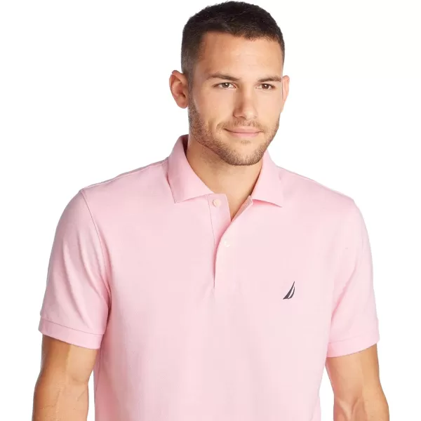 Nautica Mens Classic Short Sleeve Solid Performance Deck Polo ShirtCarmel Pink Basic Polo