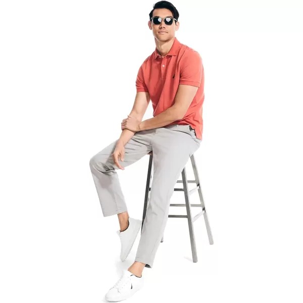 Nautica Mens Classic Short Sleeve Solid Performance Deck Polo ShirtCayenne Basic Polo