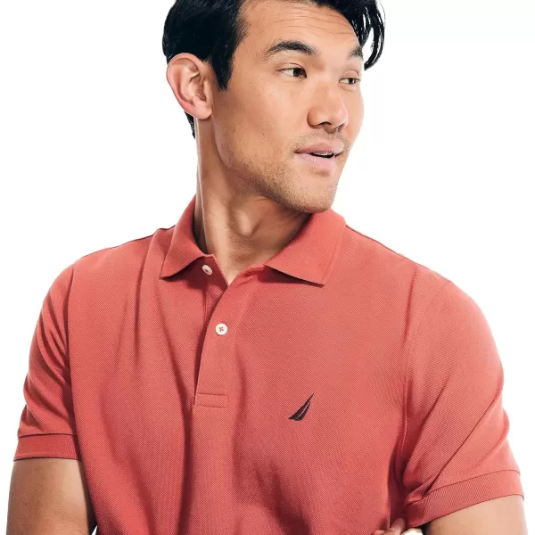Nautica Mens Classic Short Sleeve Solid Performance Deck Polo ShirtCayenne Basic Polo