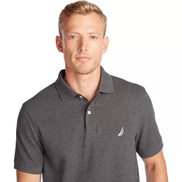 Nautica Mens Classic Short Sleeve Solid Performance Deck Polo ShirtCharcoal Heather Basic Polo