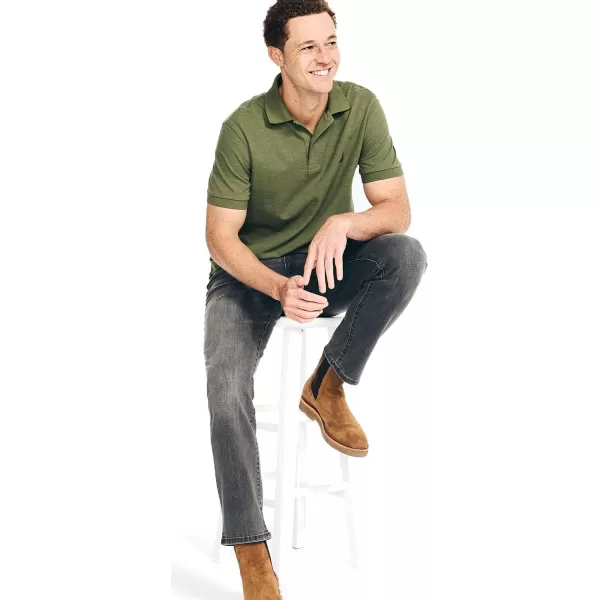 Nautica Mens Classic Short Sleeve Solid Performance Deck Polo ShirtChive Heather Basic Polo