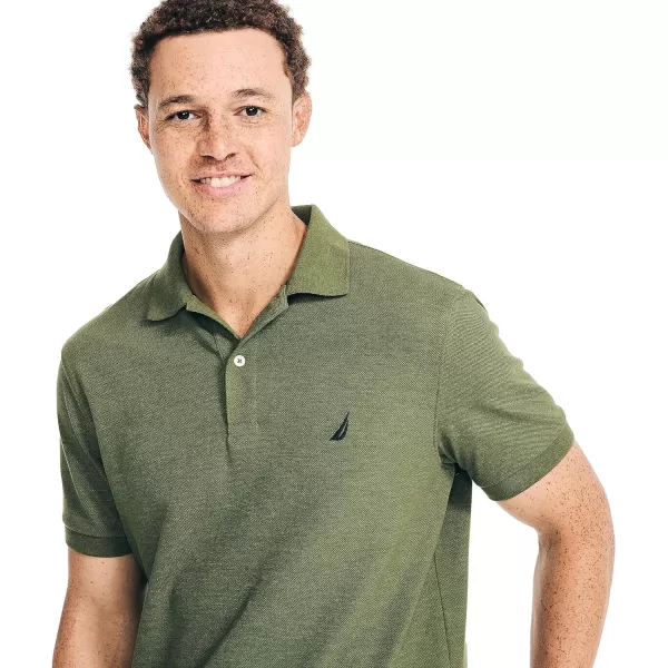 Nautica Mens Classic Short Sleeve Solid Performance Deck Polo ShirtChive Heather Basic Polo