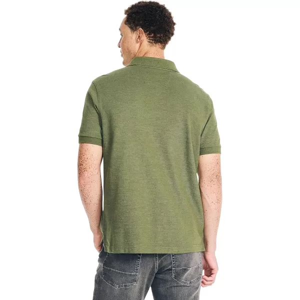 Nautica Mens Classic Short Sleeve Solid Performance Deck Polo ShirtChive Heather Basic Polo