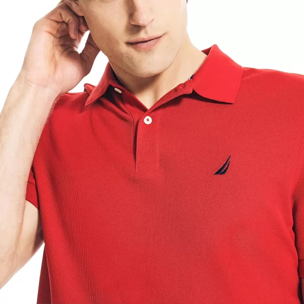 Nautica Mens Classic Short Sleeve Solid Performance Deck Polo ShirtNautica Red