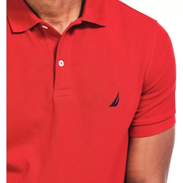 Nautica Mens Classic Short Sleeve Solid Performance Deck Polo ShirtNautica Red Basic Polo