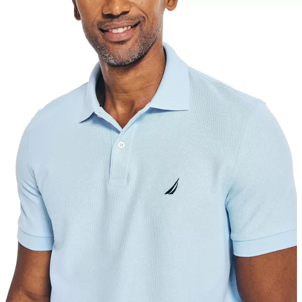 Nautica Mens Classic Short Sleeve Solid Performance Deck Polo ShirtNoon Blue