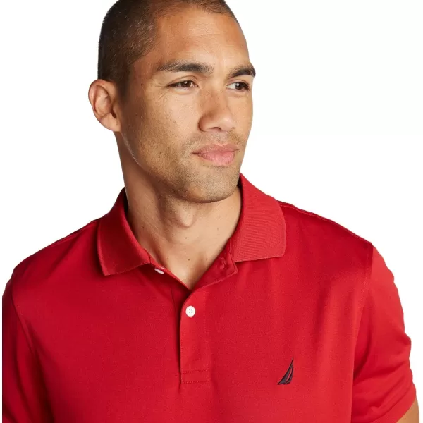 Nautica Mens Classic Short Sleeve Solid Performance Deck Polo ShirtRed Basic Polo