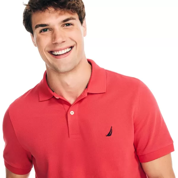 Nautica Mens Classic Short Sleeve Solid Performance Deck Polo ShirtRose Coral Basic Polo