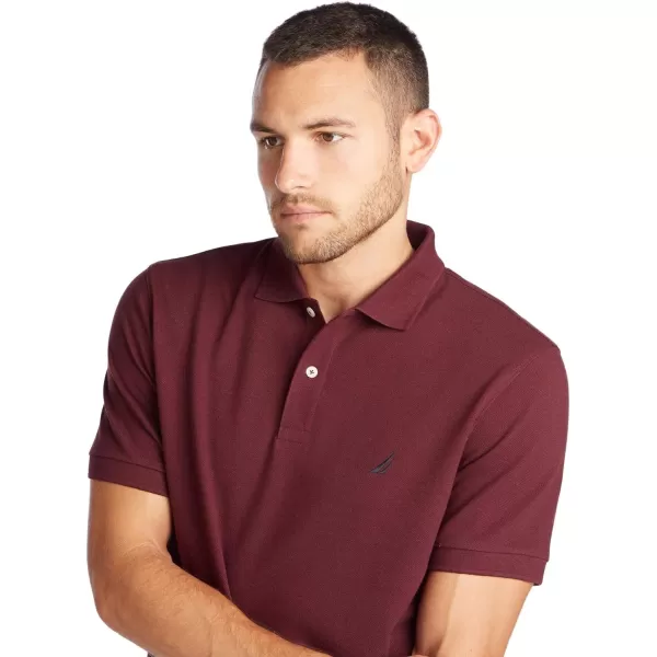 Nautica Mens Classic Short Sleeve Solid Performance Deck Polo ShirtRoyal Burgundy Basic Polo