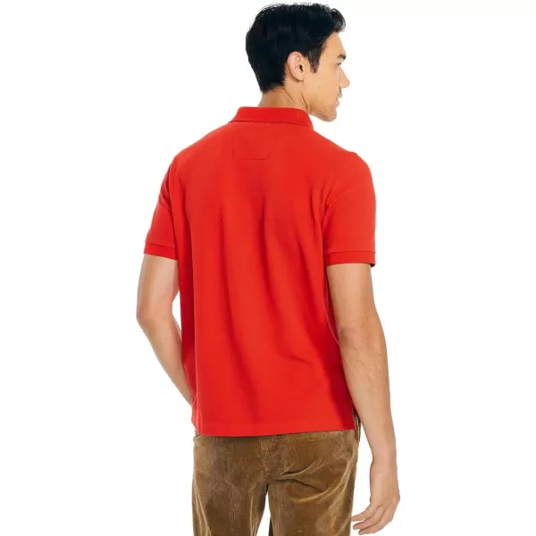 Nautica Mens Classic Short Sleeve Solid Performance Deck Polo ShirtSunrise Red Basic Polo