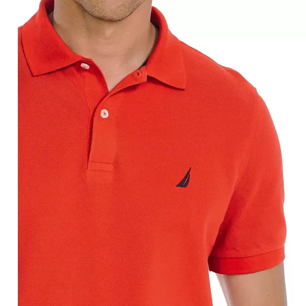 Nautica Mens Classic Short Sleeve Solid Performance Deck Polo ShirtSunrise Red Basic Polo