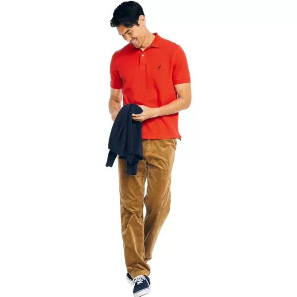 Nautica Mens Classic Short Sleeve Solid Performance Deck Polo ShirtSunrise Red Basic Polo