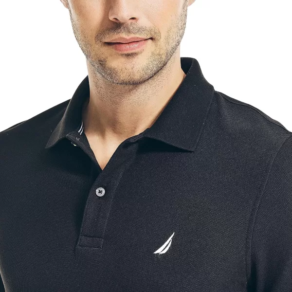 Nautica Mens Classic Short Sleeve Solid Performance Deck Polo ShirtTrue Black