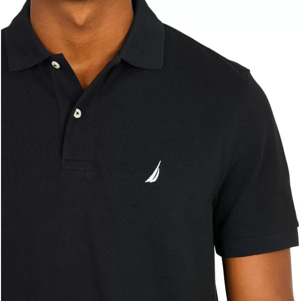 Nautica Mens Classic Short Sleeve Solid Performance Deck Polo ShirtTrue Black Basic Polo