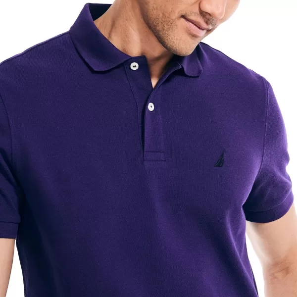 Nautica Mens Classic Short Sleeve Solid Performance Deck Polo ShirtViolet Wave Basic Polo